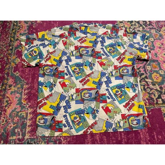 Vtg 80s ID Official Identification Registered Status Comic Button Up Shirt OS - Picture 6 of 6